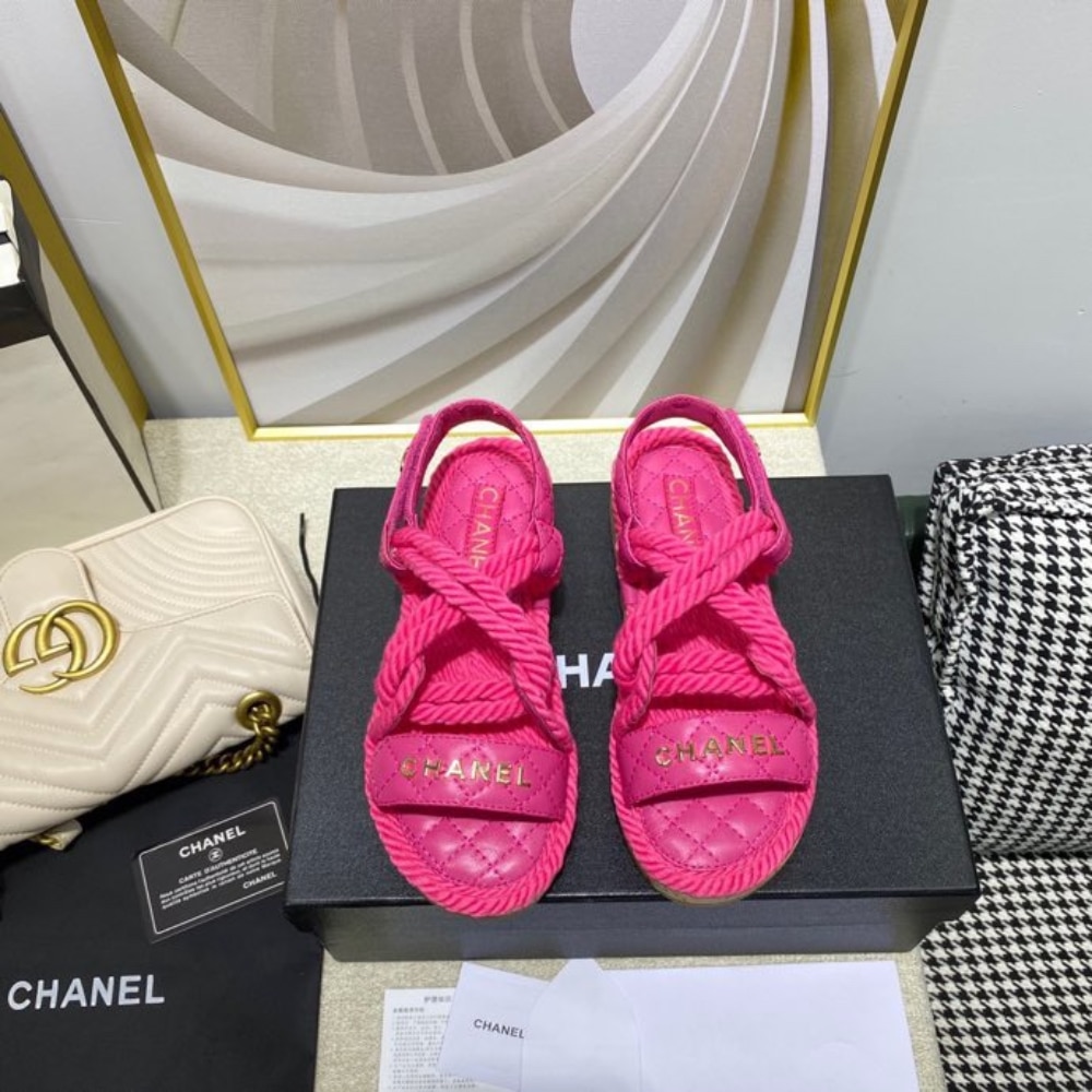 Chanel Rope Sandals Strap Pink