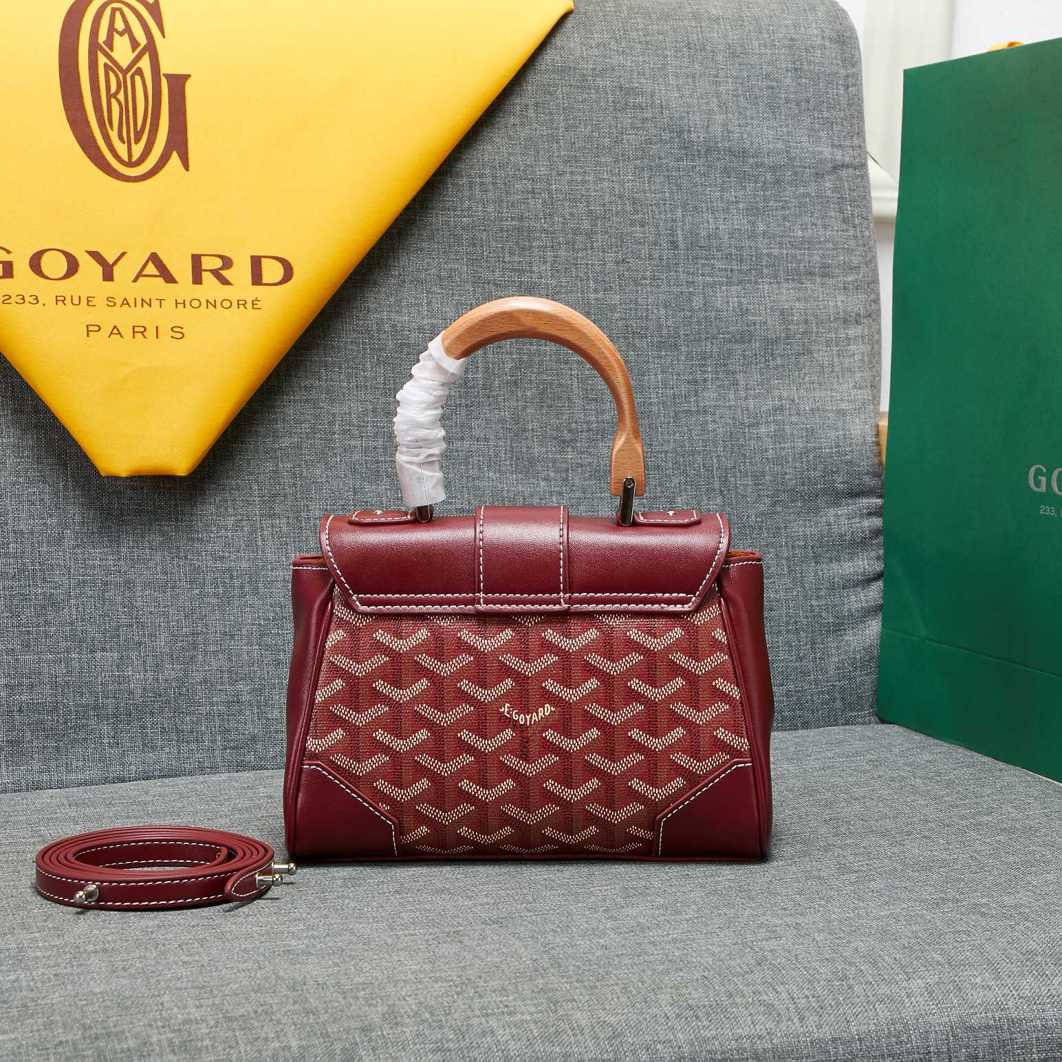 Goyard Saigon Souple Mini Bag Burgundy Canvas 20cm