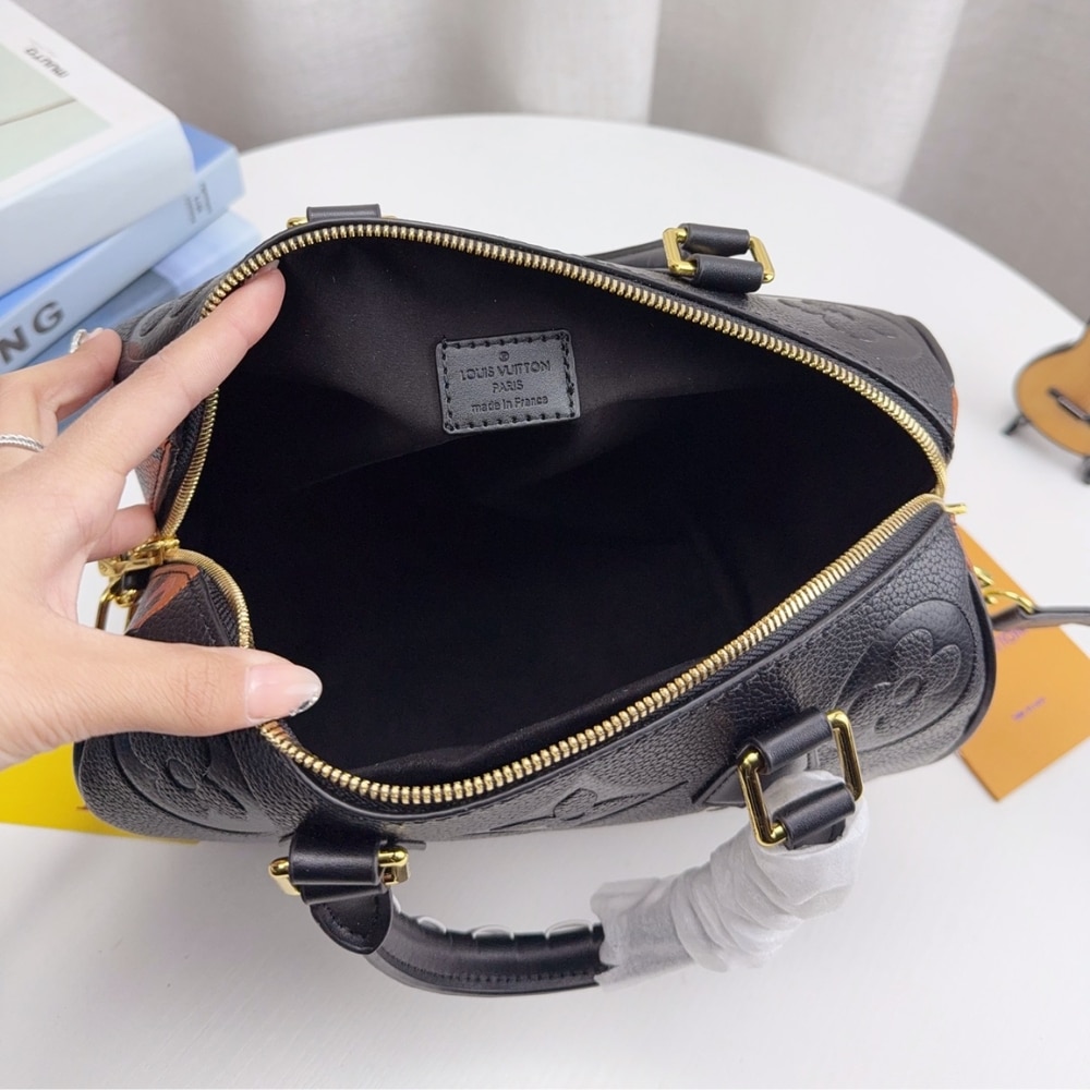Louis Vuitton Speedy Bandouliere Bag Wild At Heart Monogram Empreinte Giant Black 26cm