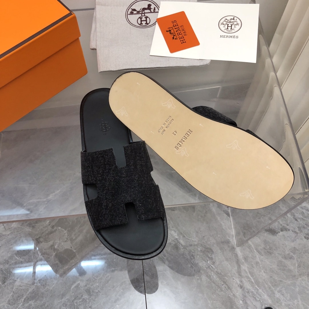 Hermes Izmir Sandal Noir Denim