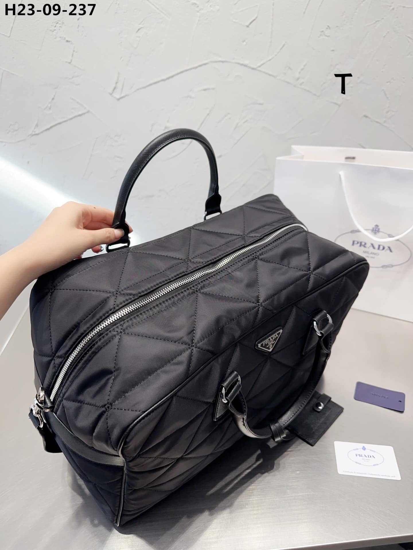 Prada Quilted Re Nylon Travel Bag Black 43Cm
