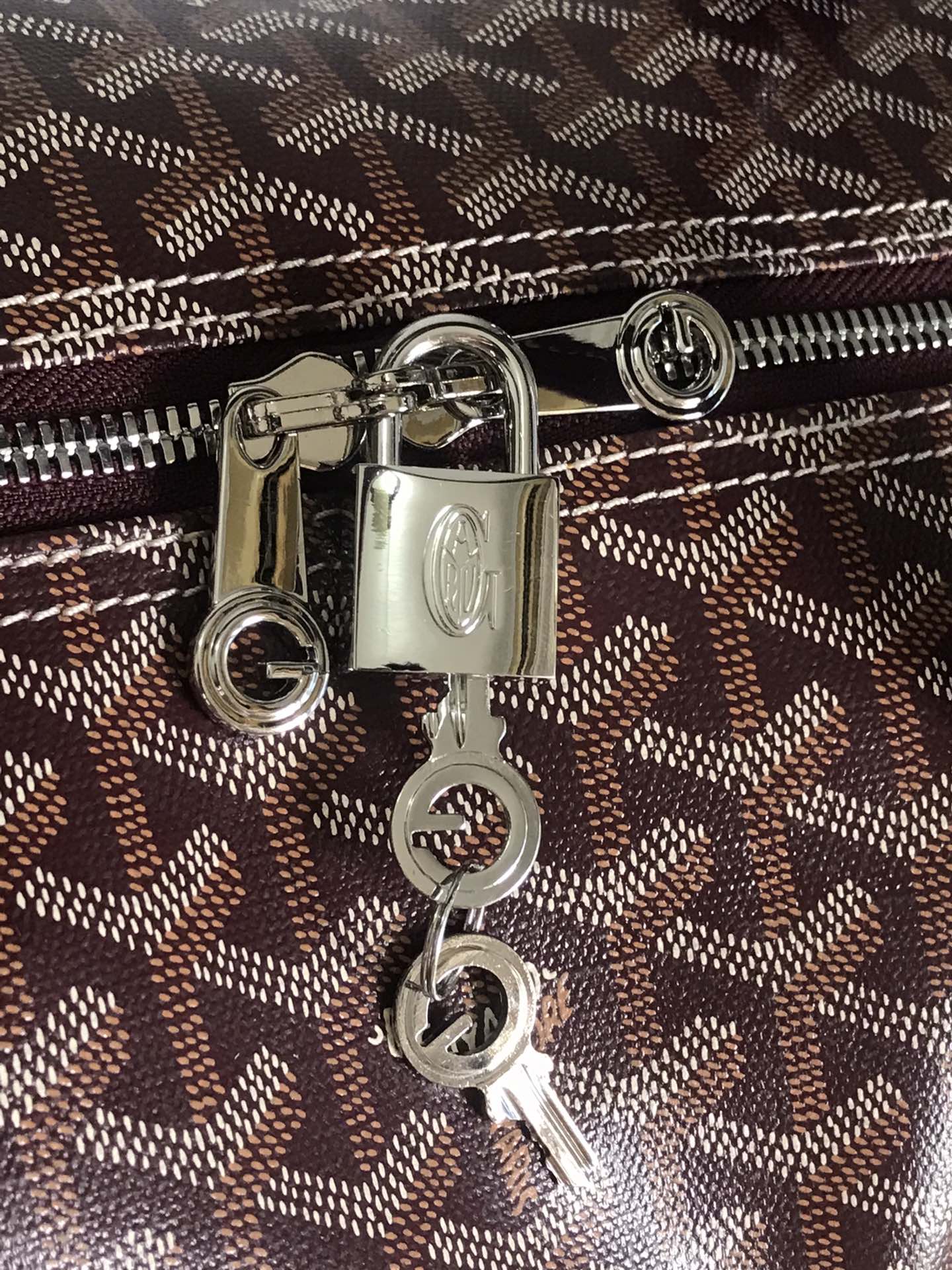 Goyard Boston 50 Bag Cm Wine Red Goyardine Canvas And Calfskin Trim