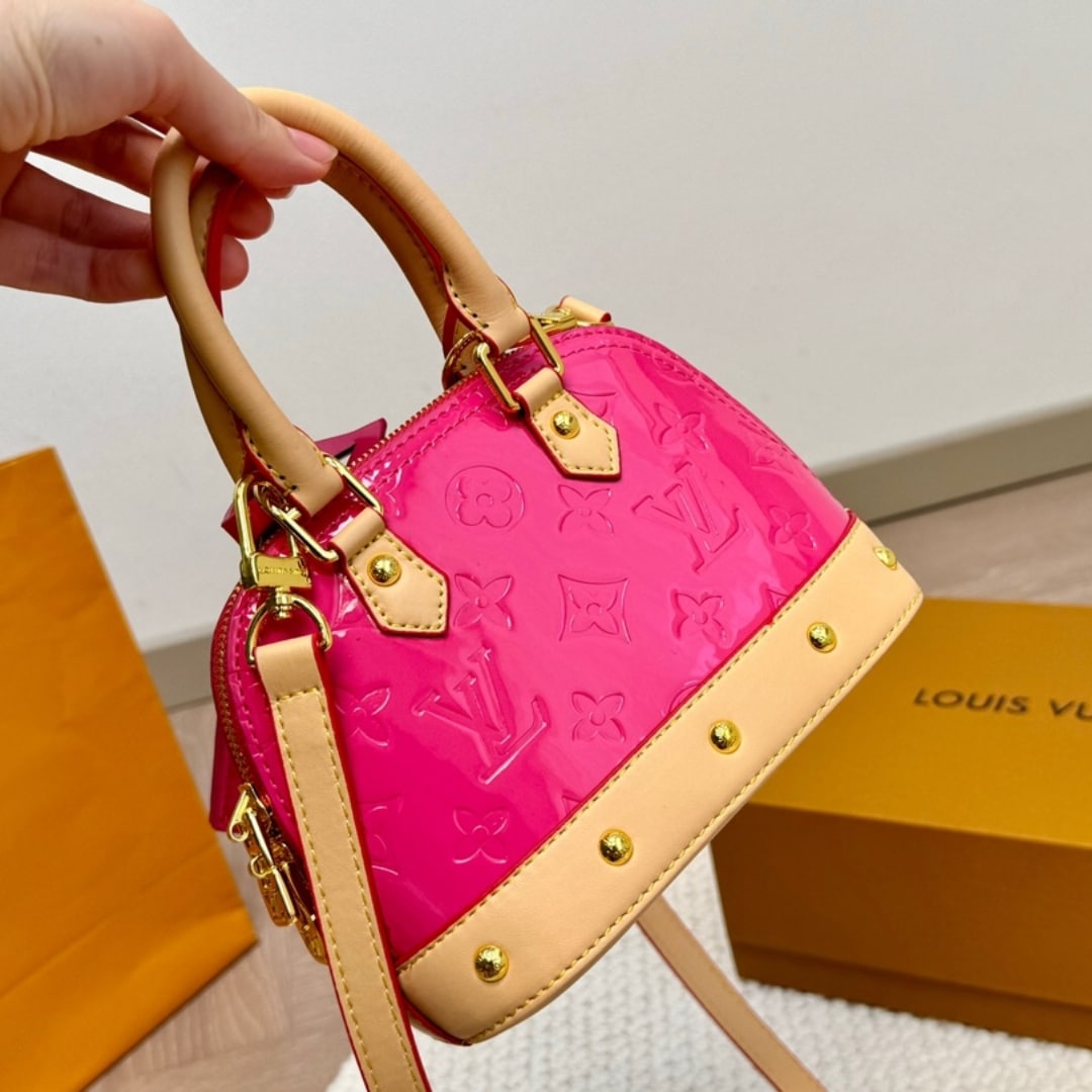 Louis Vuitton Nano Alma Monogram Vernis Neon Pink 18Cm M90611