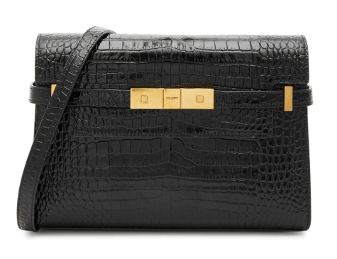 YSL-Manhattan small crocodile-effect leather shoulder bag