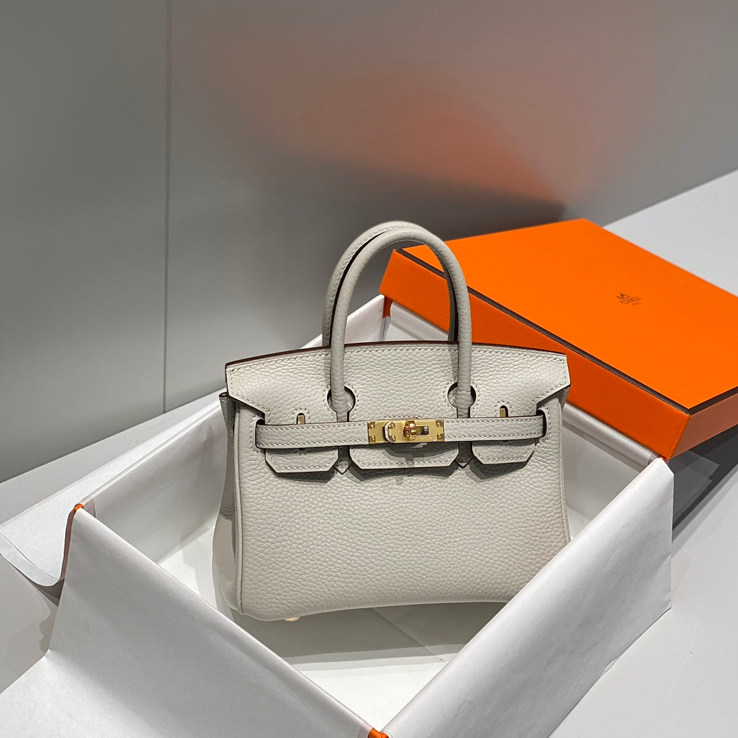 Hermes Birkin 20Cm Pearl Gray Togo Leather Gold Hardware