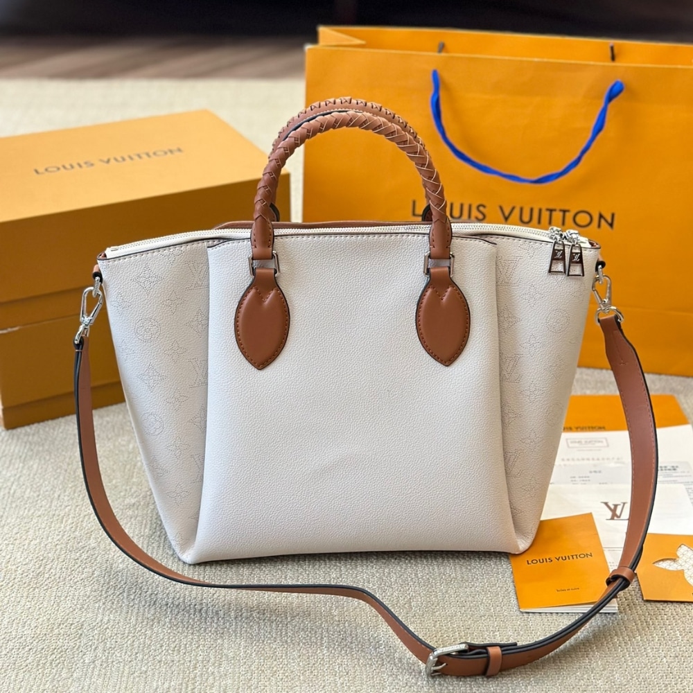 Louis Vuitton Mahina Leather Haumea Bag White 30Cm