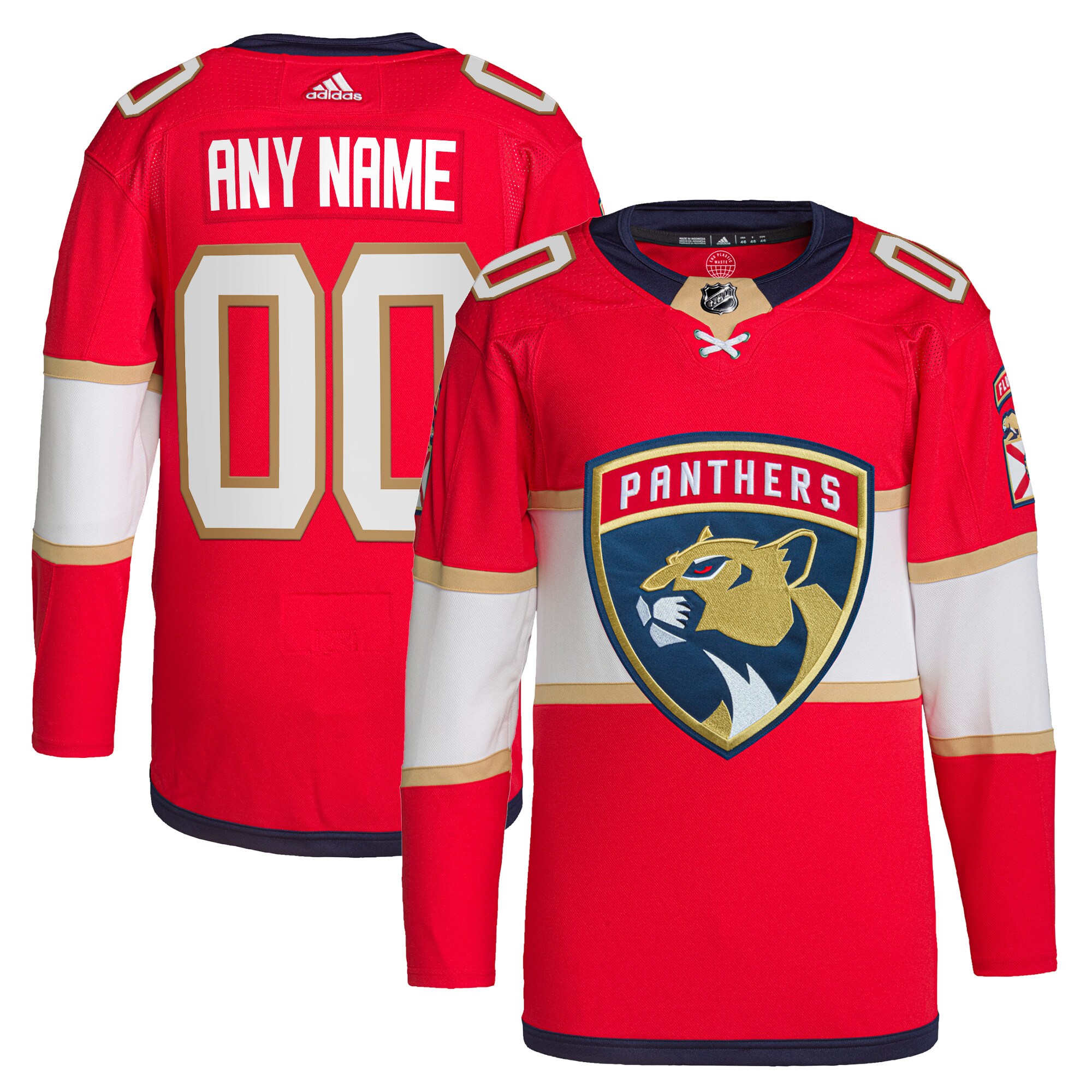 Florida Panthers adidas  Home  Primegreen Authentic Custom Jersey – Red