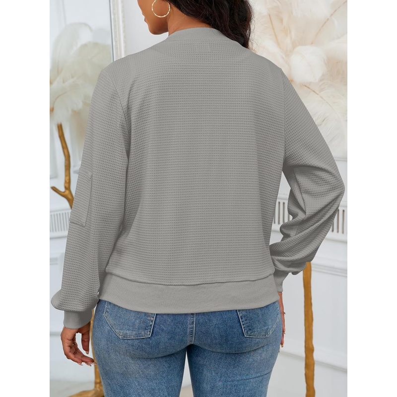 Women Casual Full Zip Up Comfy Loose Long