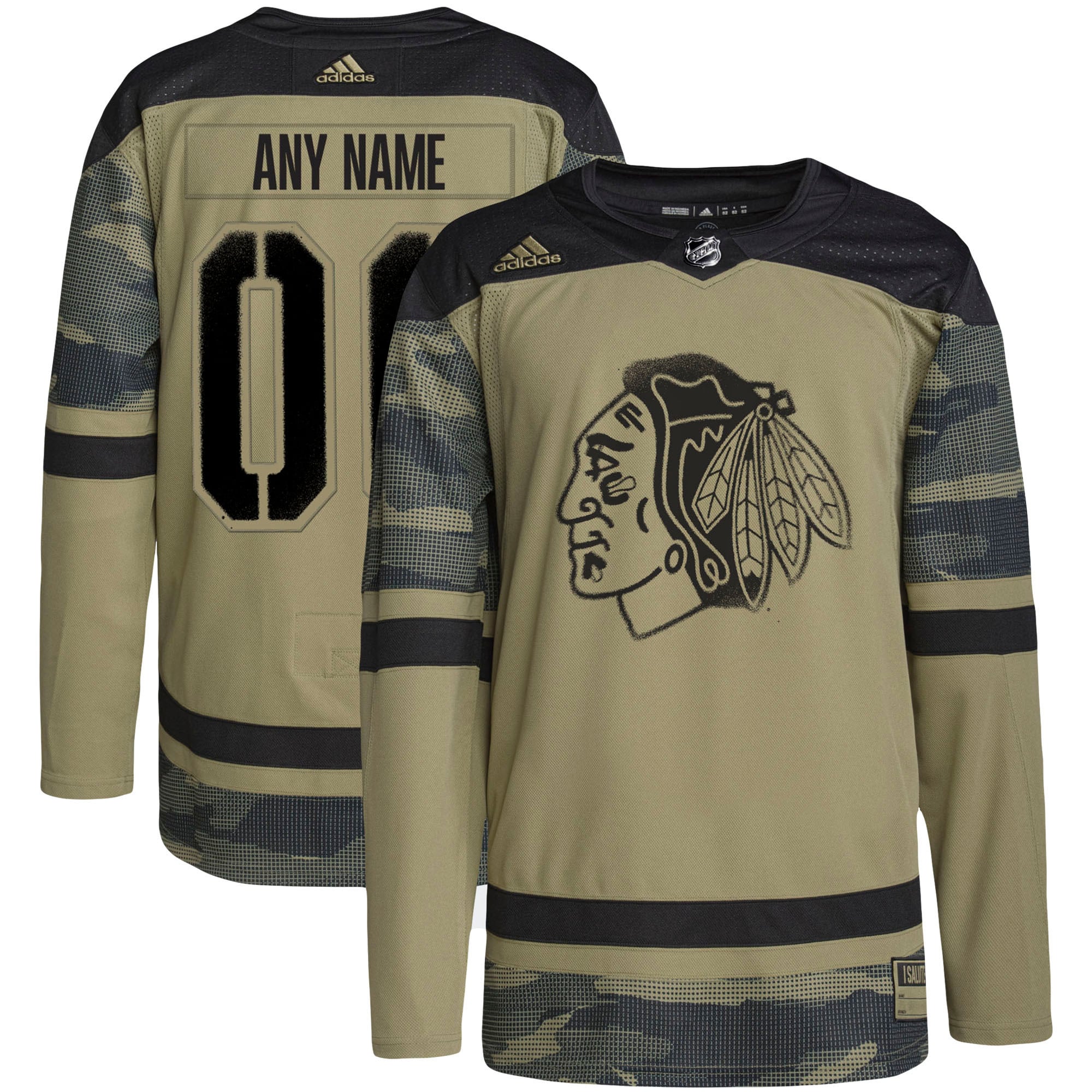 Chicago Blackhawks adidas Military Appreciation Team Authentic Custom Practice Jersey – Camo