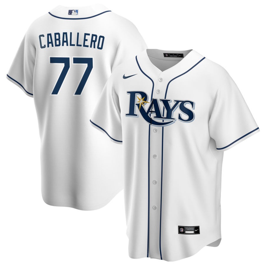 Men's Tampa Bay Rays Nike White Home Replica  Jersey-Jose Caballero