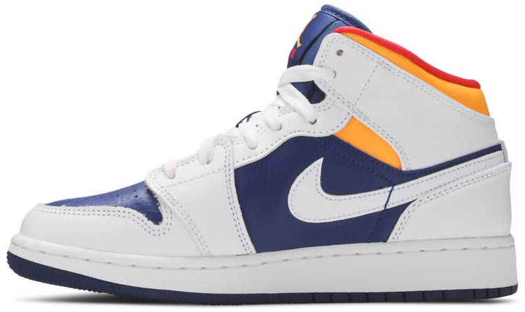Air Jordan 1 Mid GS White Deep Royal Blue 554725-131