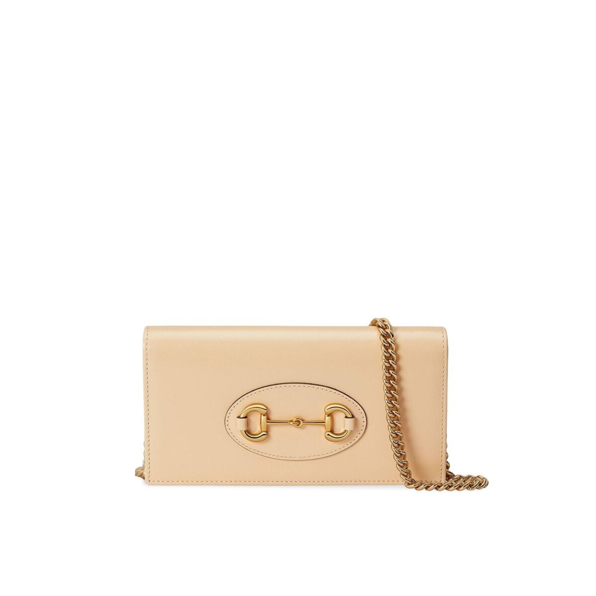 Gucci 1955 Horsebit Wallet With Chain in Beige Leather 19cm