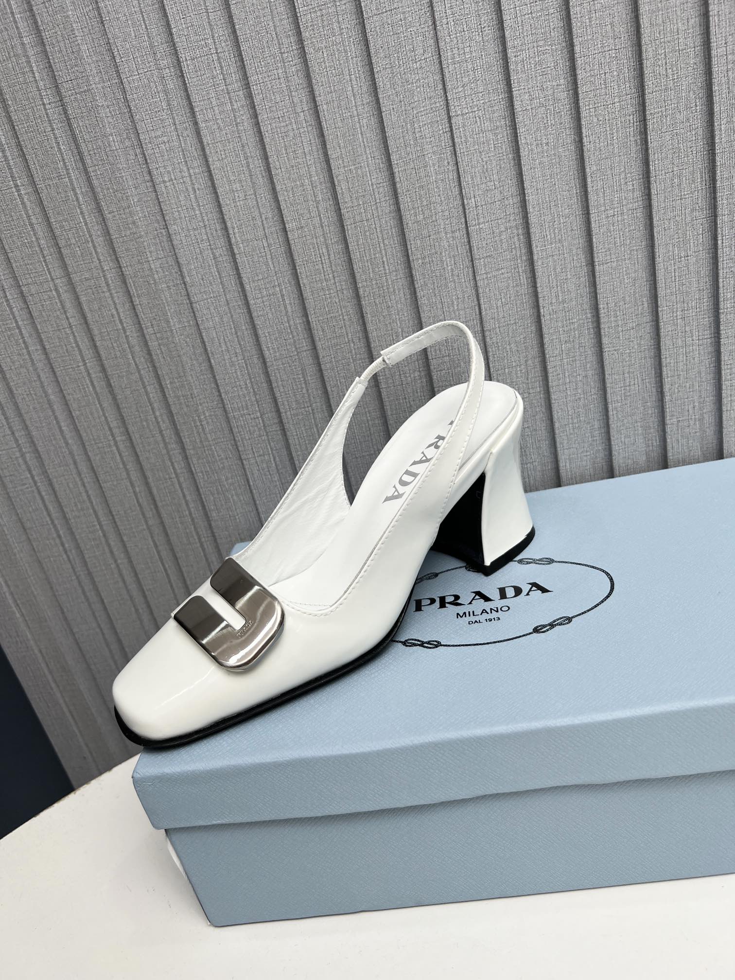 Prada Leather Slingback Pumps White