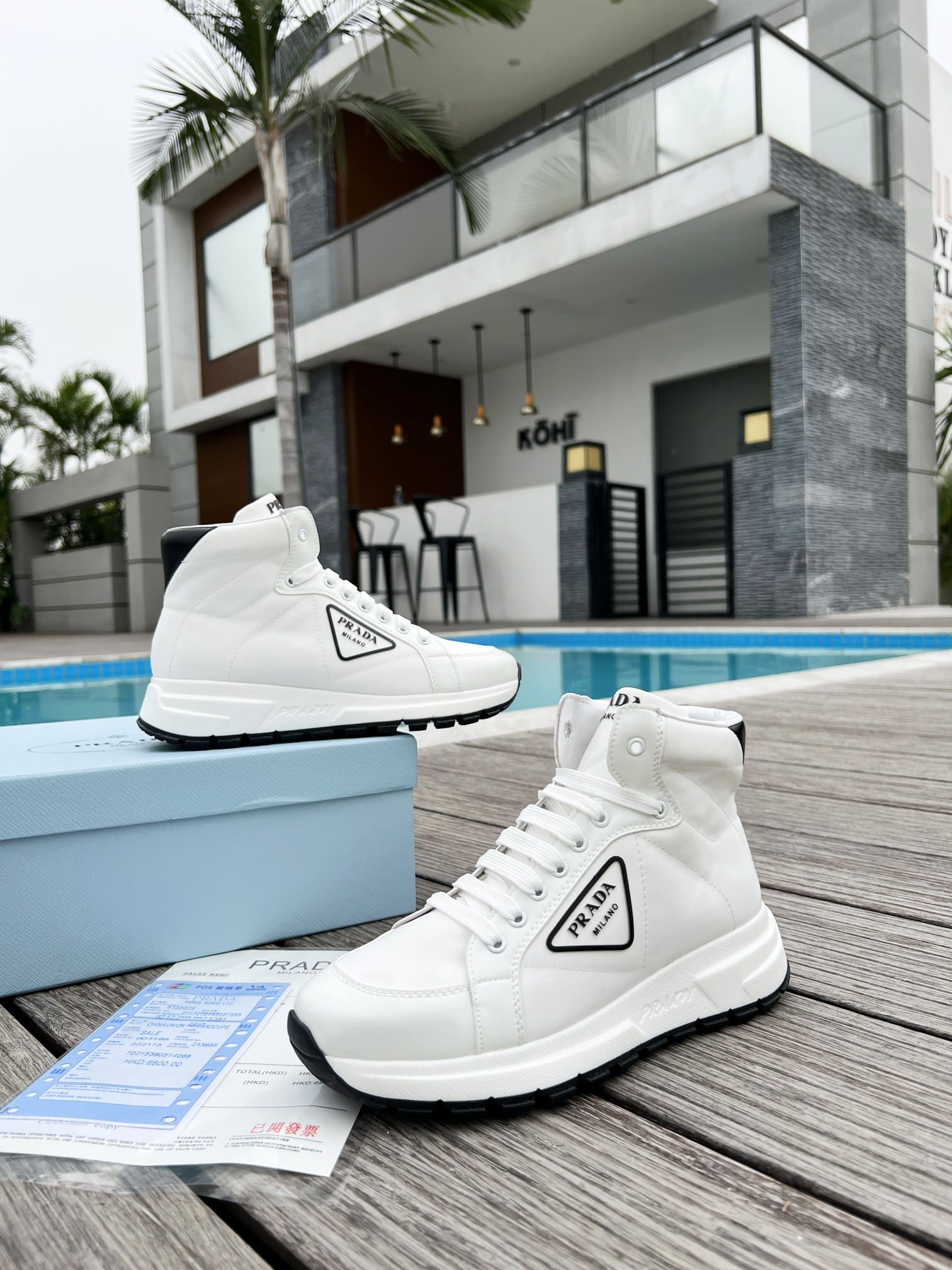 Prada Prax 01 Re Nylon And Brushed Leather Sneakers White