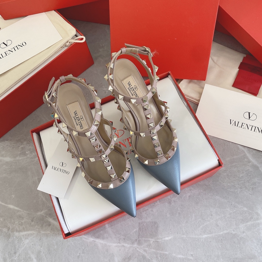 Valentino Patent Rockstud Caged Pump 100Mm Blue