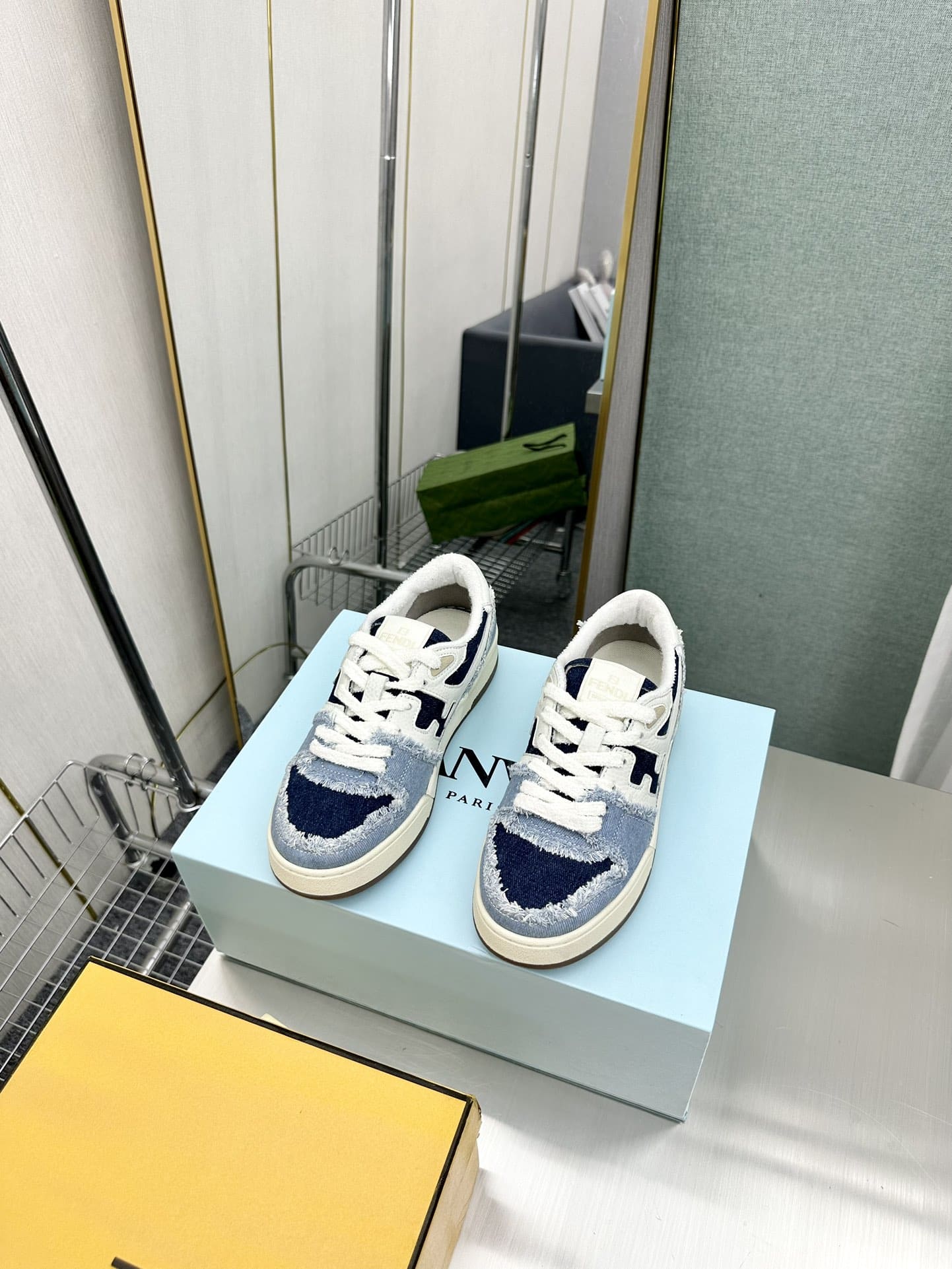 Fendi Match Suede Low Tops Denim Blue 7E1495Amf1F1Jid
