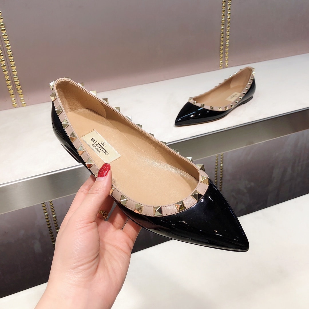 Valentino Patent Rockstud Ballet Flat Black Zw2S0403Vnwn91