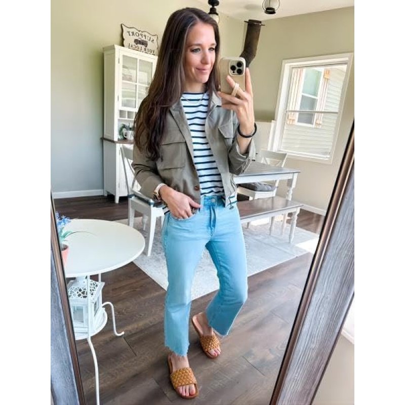 Women's Military Safari Cropped Jackets Button
