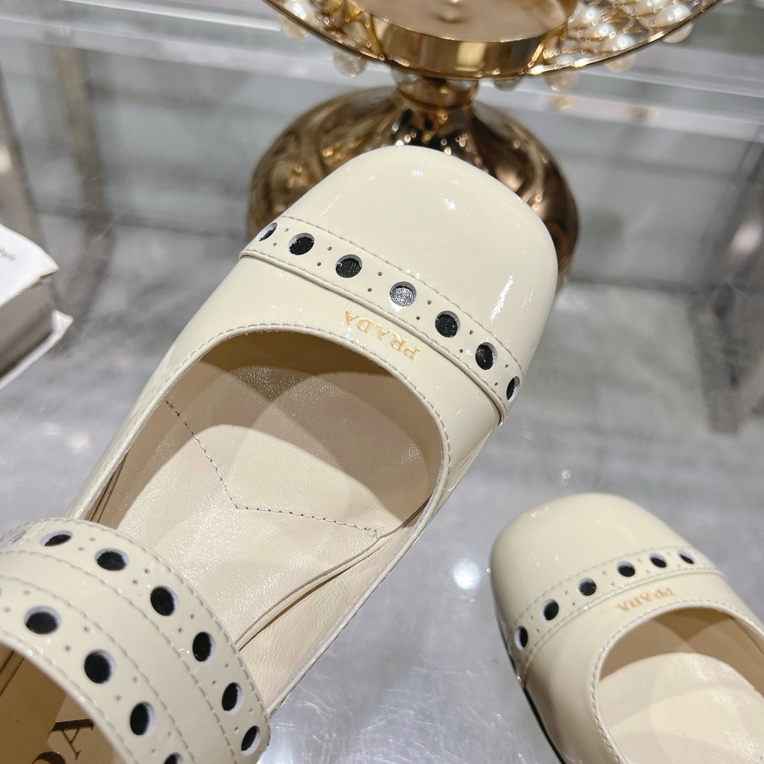 Prada Patent Leather Mary Jane Pumps White