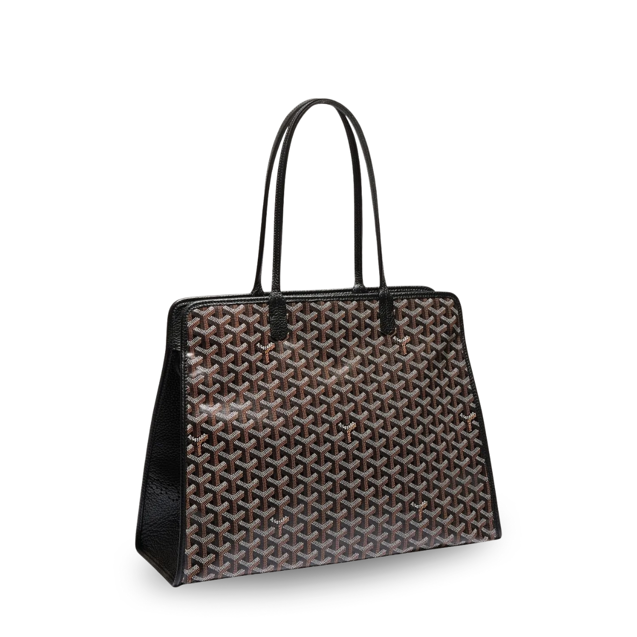Goyard Hardy Pm Bag 40 Cm Black Goyardine Canvas And Taurillon Leather Trim