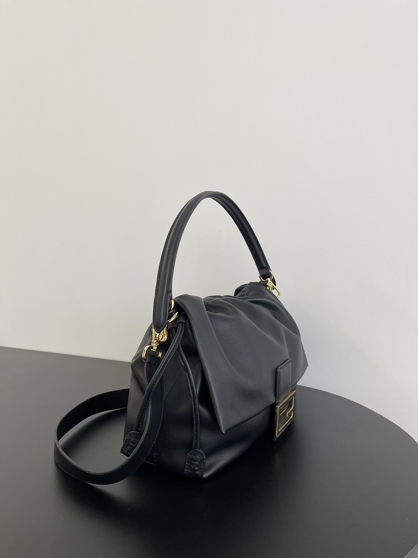 Fendi Mamma Baguette Large Black Nappa Leather Bag 31.5cm