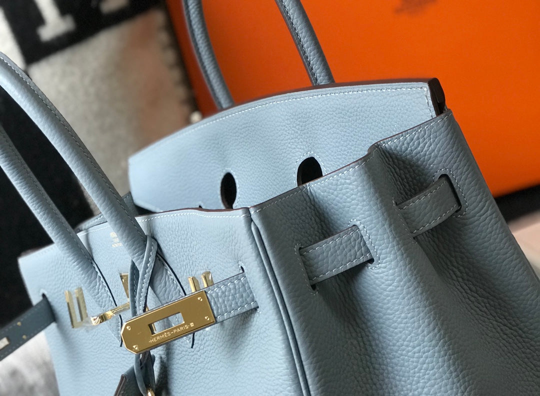 Hermes Birkin 35Cm Sky Blue Togo Leather Gold Hardware