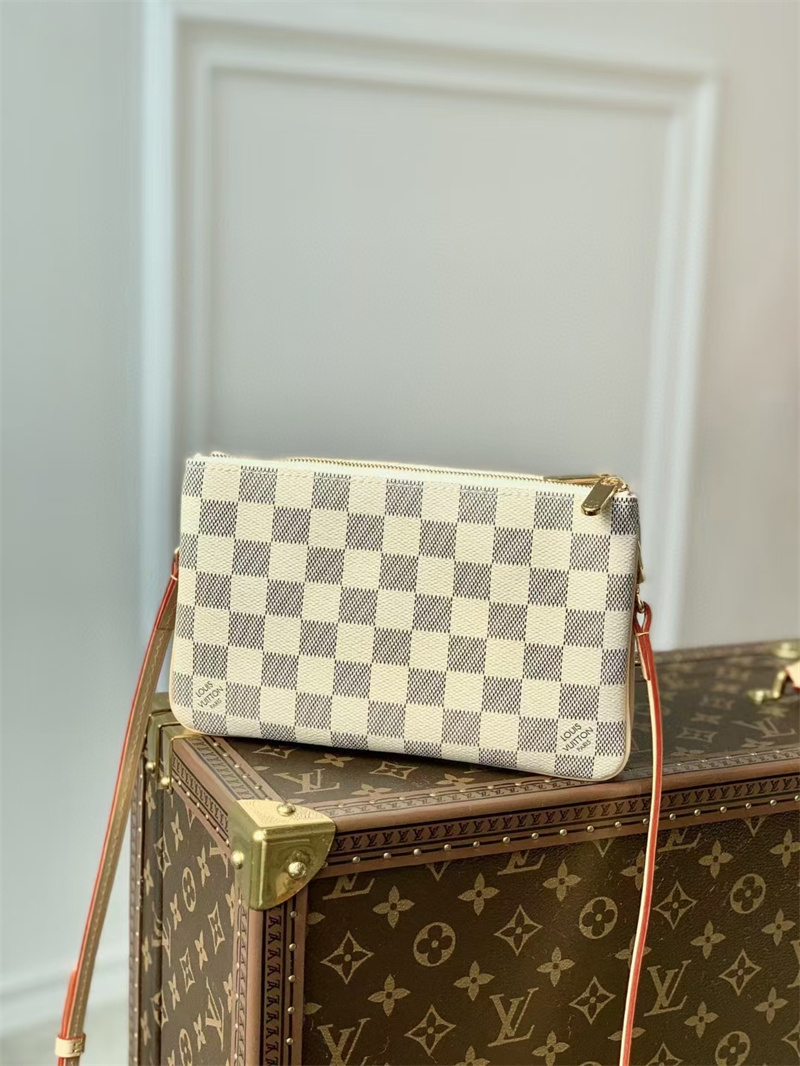 Louis Vuitton Damier Azur Double Zip Pochette 20Cm N60460
