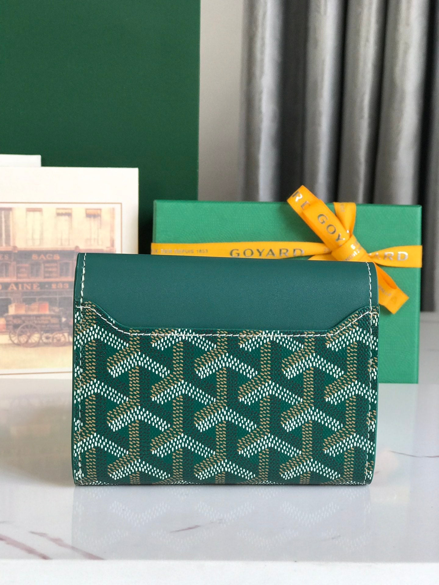 Goyard Saint-Gabriel Wallet 12 Cm Green Calfskin And Goyardine Canvas