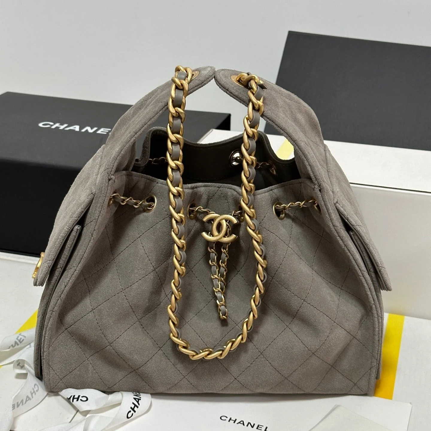 CC 25C Hobo Bag 30cm Grey Suede