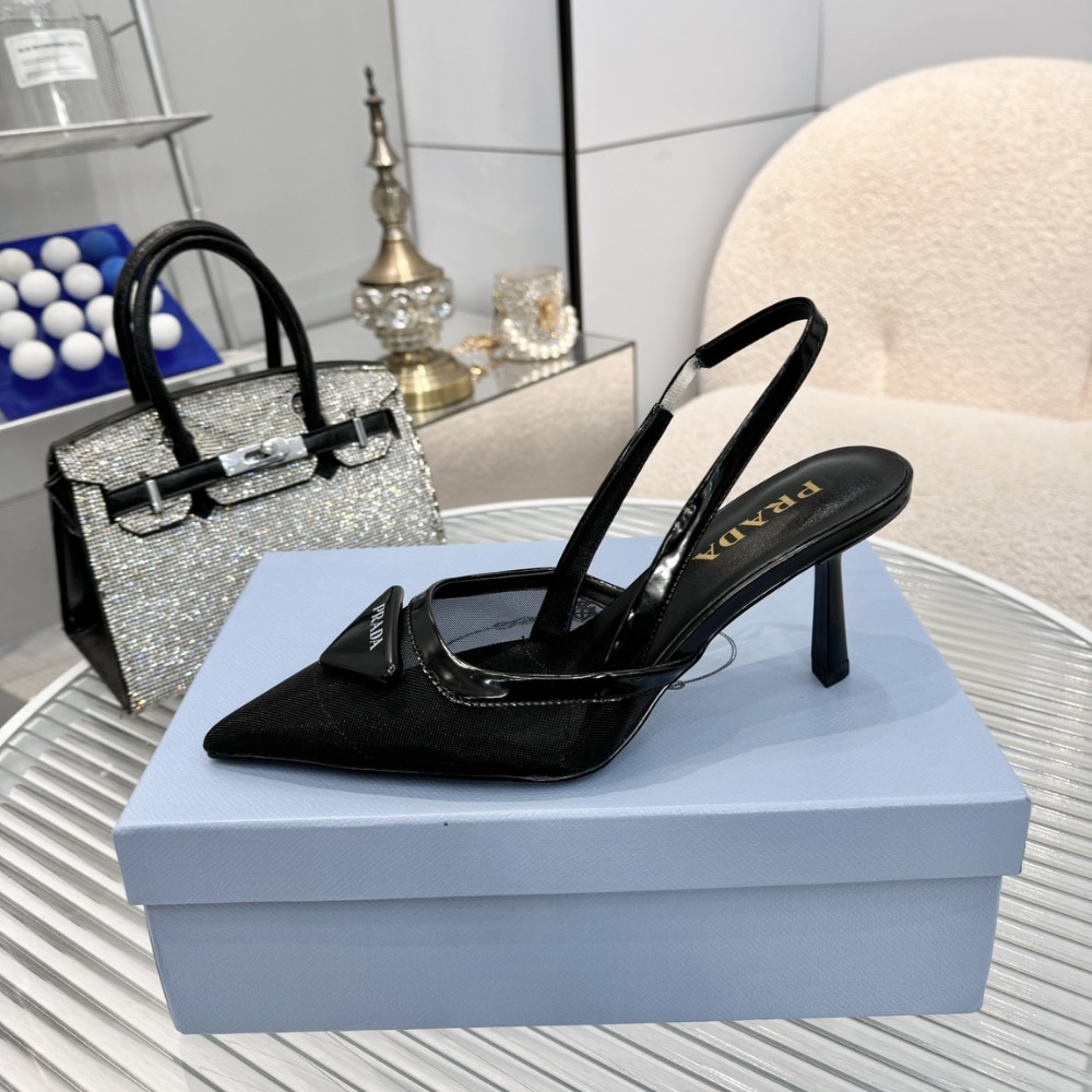 Prada Mesh Fabric Slingback Pumps Black 1I891N 099 F0002 F 075