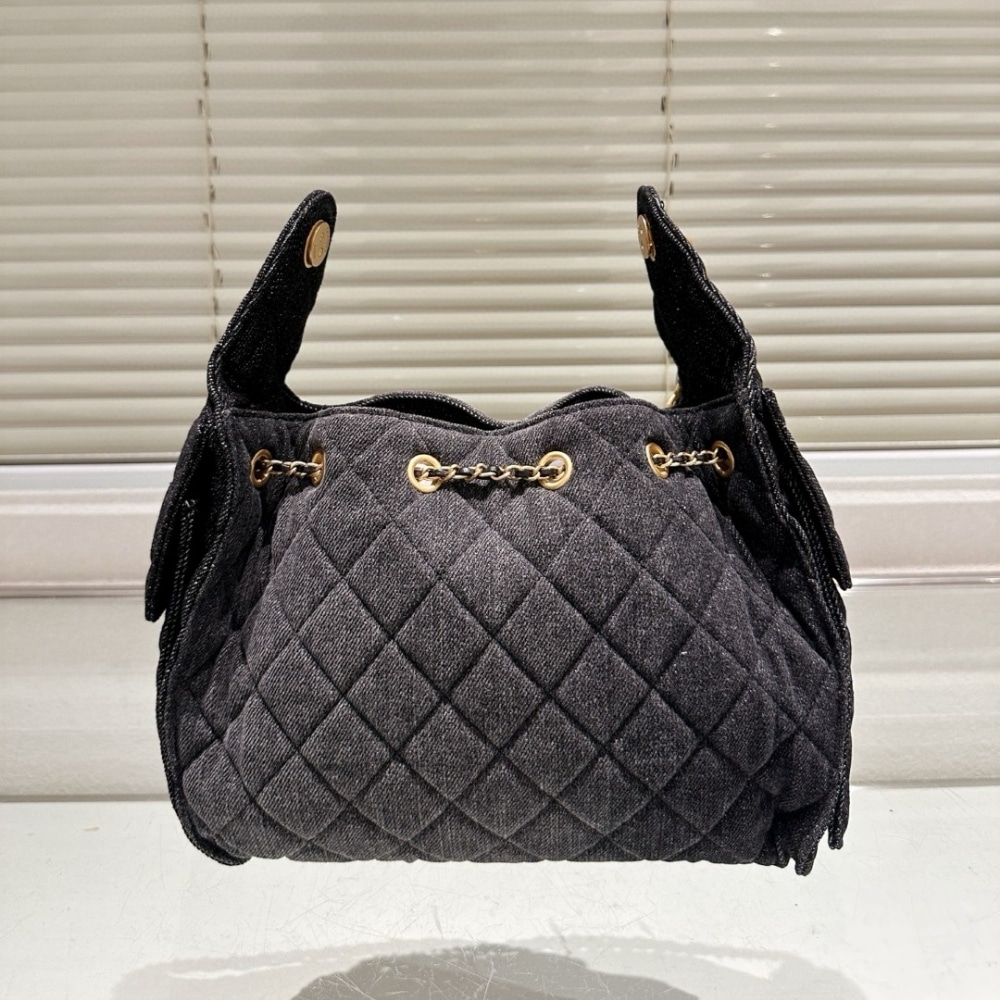 Chanel 25 Small Handbag Washed Denim Black 26cm AS5293 B20520 U0725