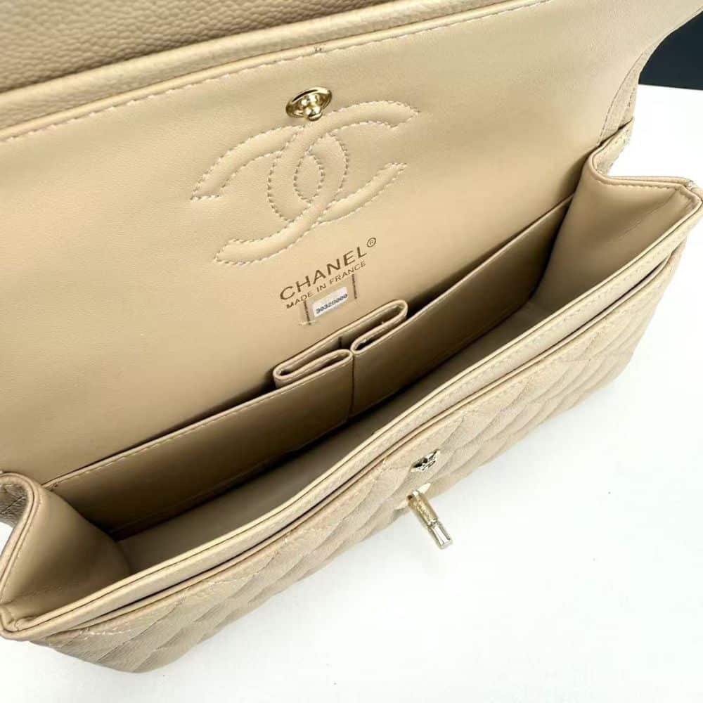 Chanel Classic Medium Double Flap Bag Beige 25cm A01113 Y04059 NZG77