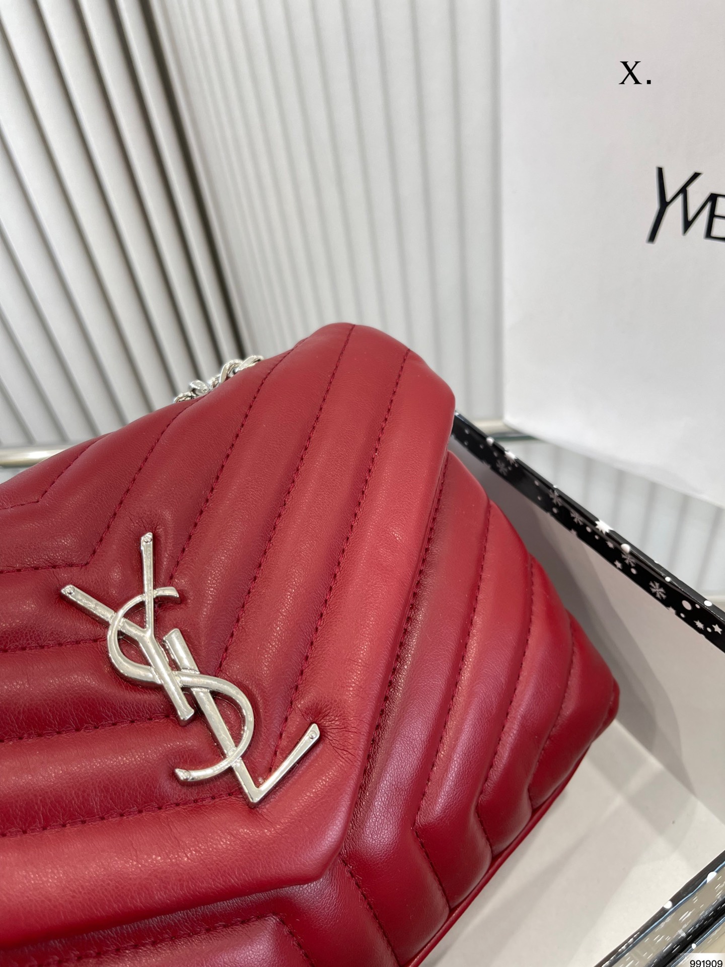 Saint Laurent Loulou Small Chain Bag In Quilted “Y” Leather Wine Red