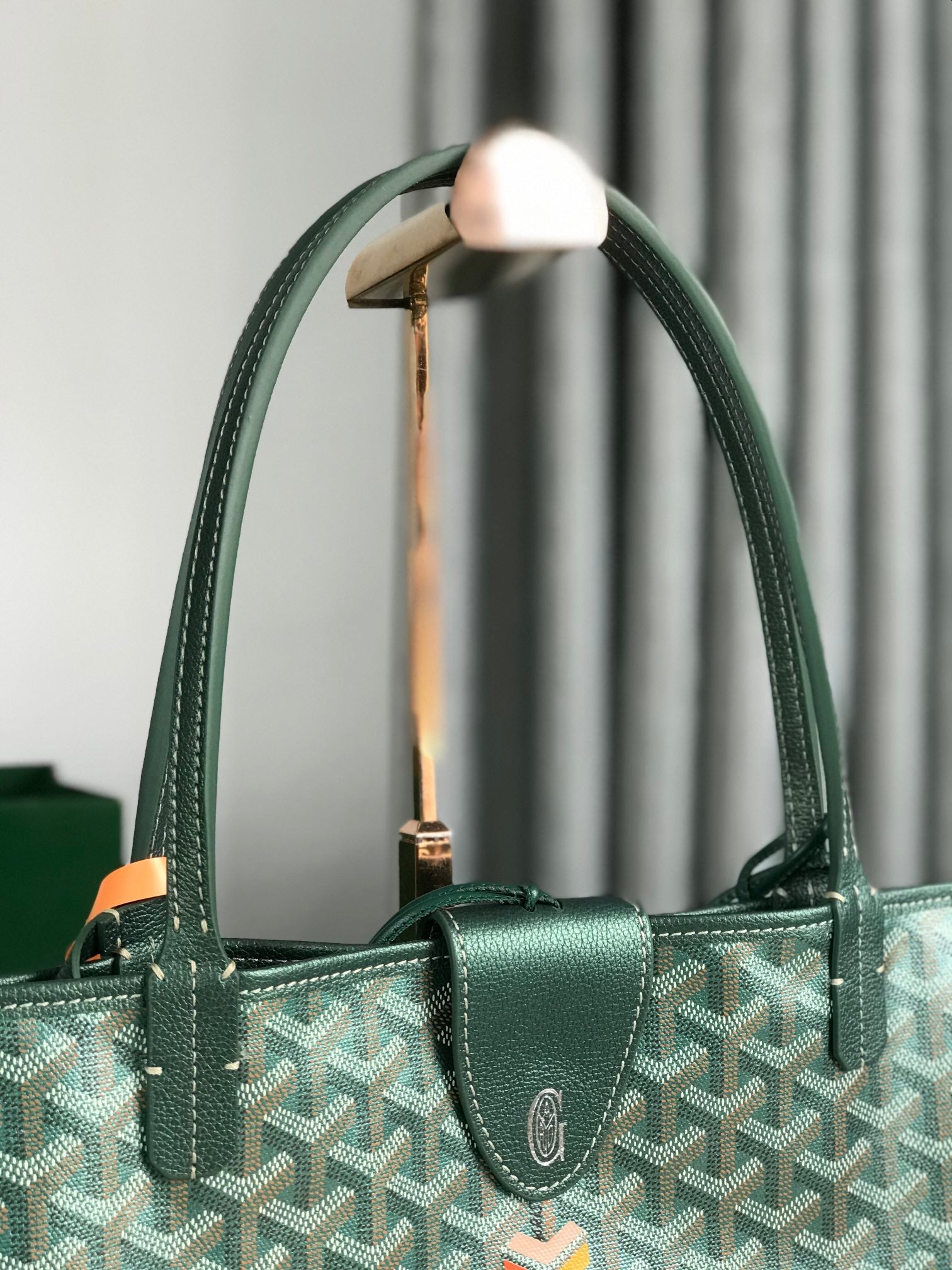 Goyard Saint Louis Gm Bag 40Cm Green Canvas Chevroches Calfskin