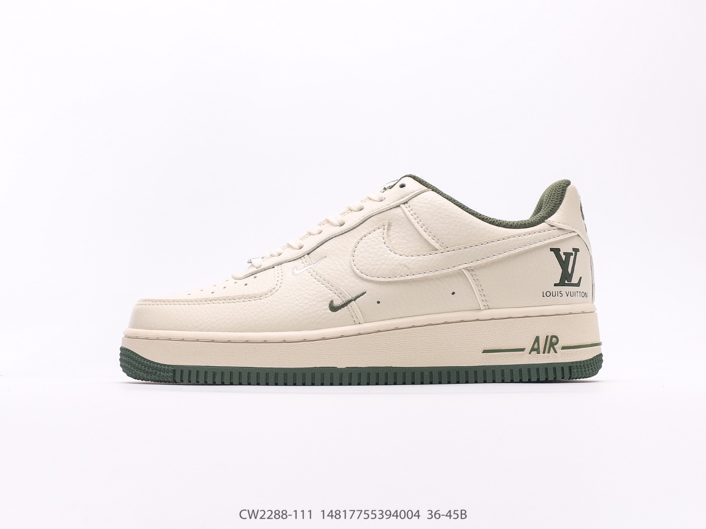 Nike Air Force 1 Low LV Cream Green Mini Swoosh Custom