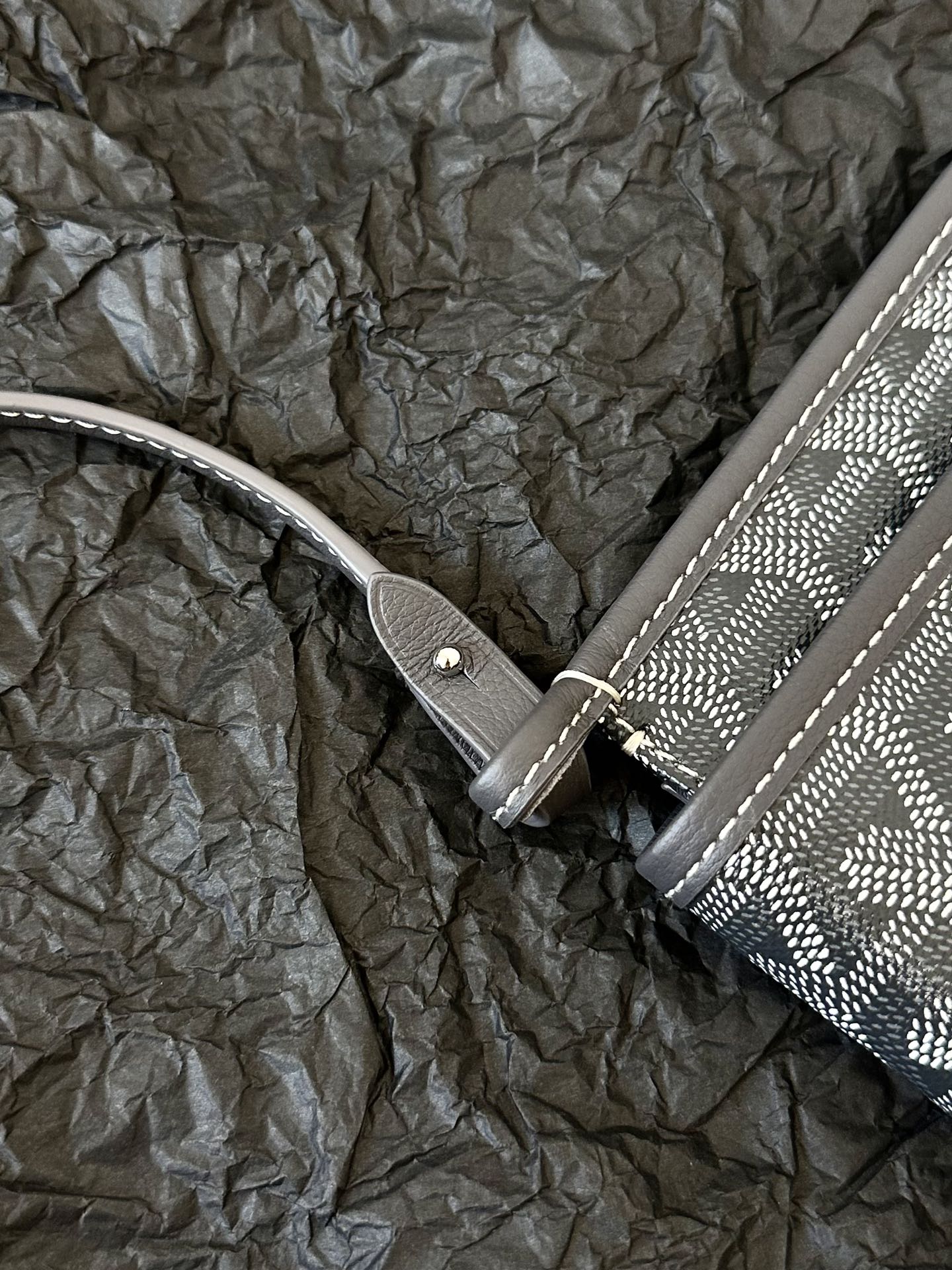 Goyard Plumet Pocket Wallet 20 Cm Grey Black Goyardine Canvas And Lambskin Trim