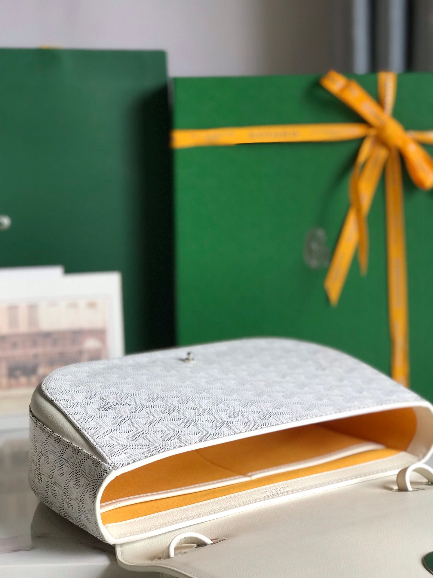 Goyard 233 Bag 25 Cm White Calfskin And Goyardine Canvas 25cm
