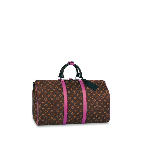 Louis Vuitton Keepall Bandoulire 50 Brown And Pink Macassar Canvas M45866