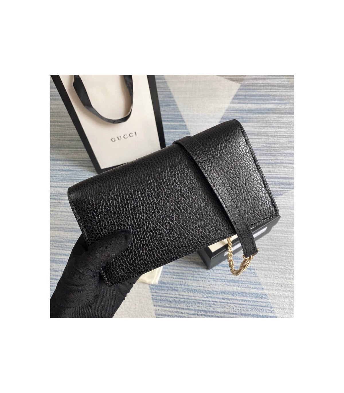 Gucci GG Interlocking Wallet On Chain Black