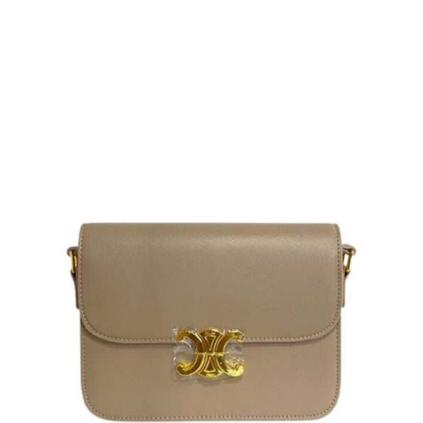 CELINE TEEN TRIOMPHE BAG IN SHINY CALFSKIN BEIGE 18CM