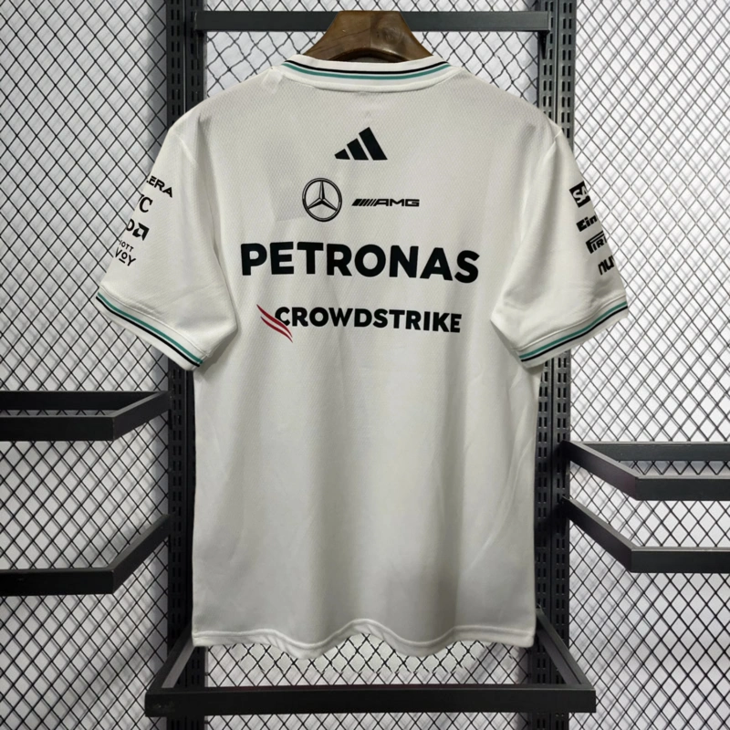 2025 F1 ercedes Benz White T-shirt Racing Suit