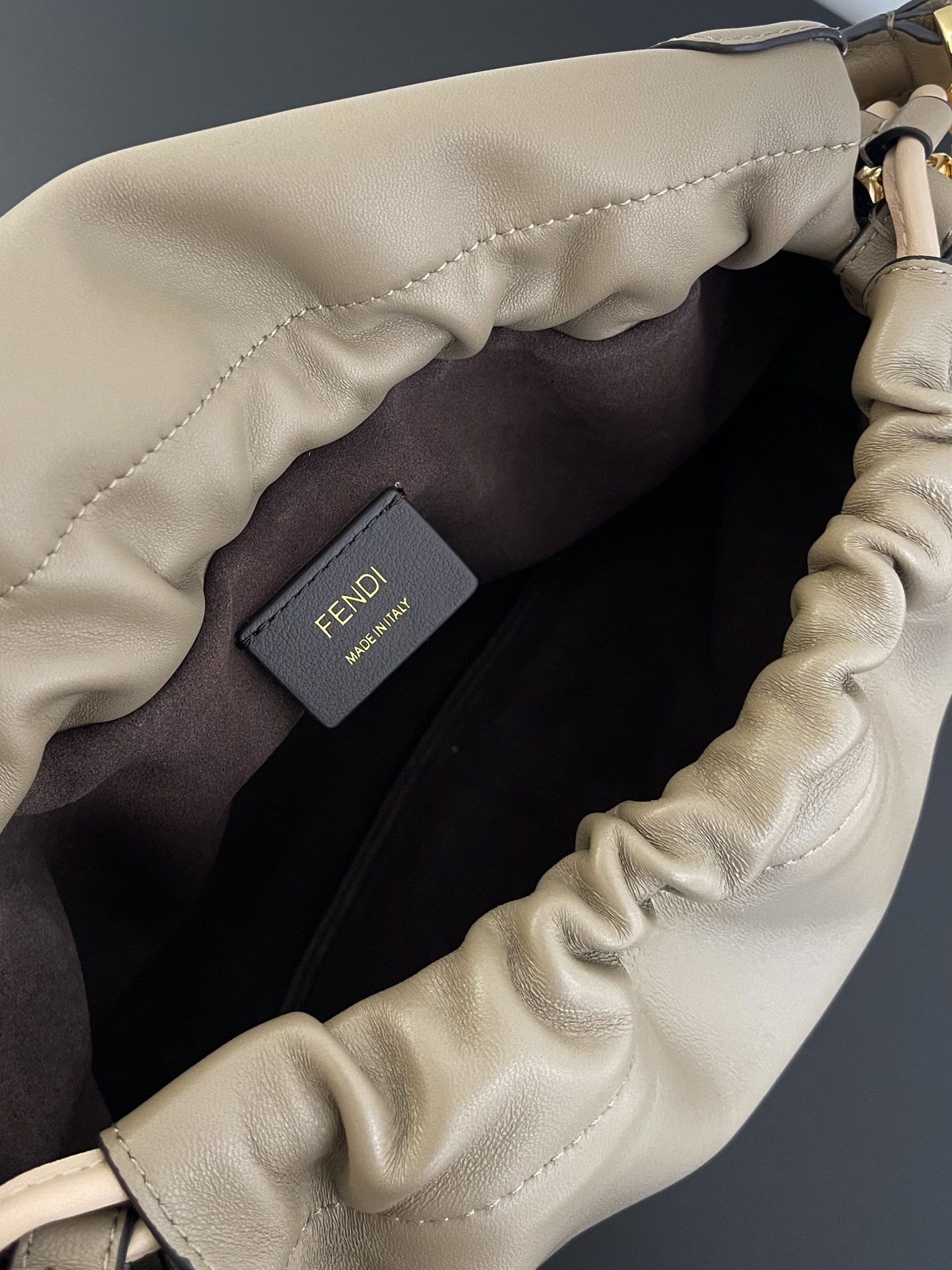 Fendi Mamma Baguette Medium Dove Grey Nappa Leather Bag 26.5cm