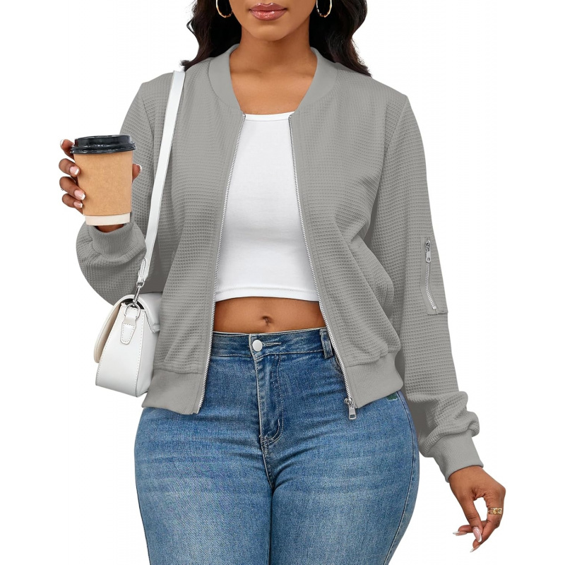 Women Casual Full Zip Up Comfy Loose Long