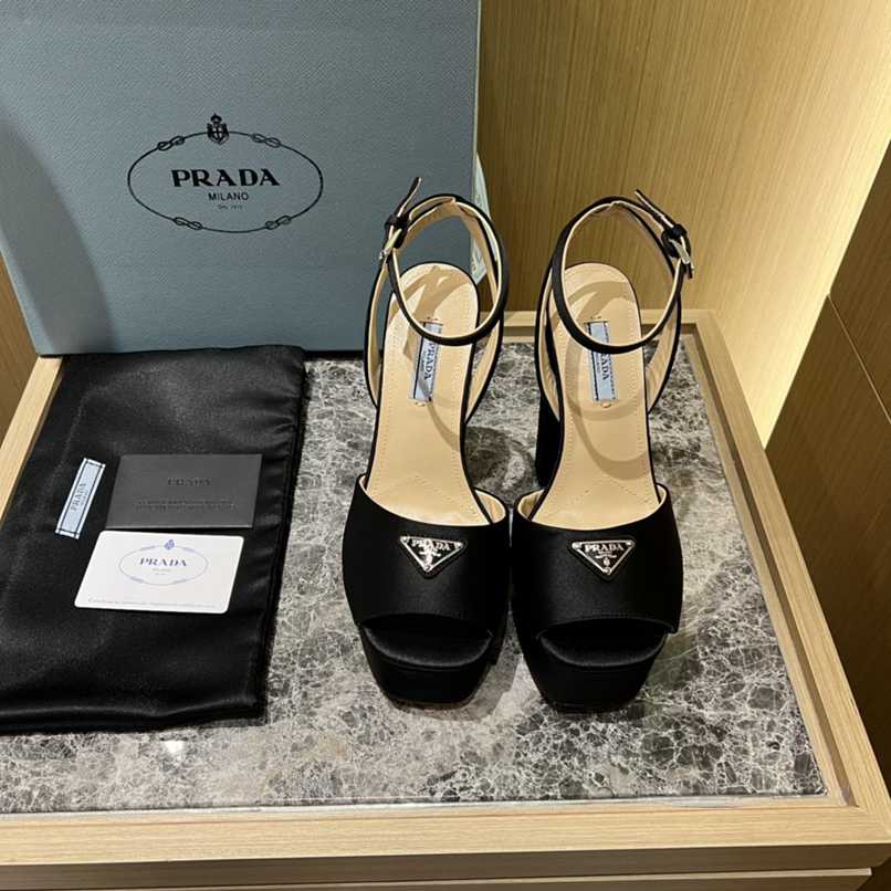 Prada High-Heeled Satin Sandals Black 1Xp48B049F0002F135