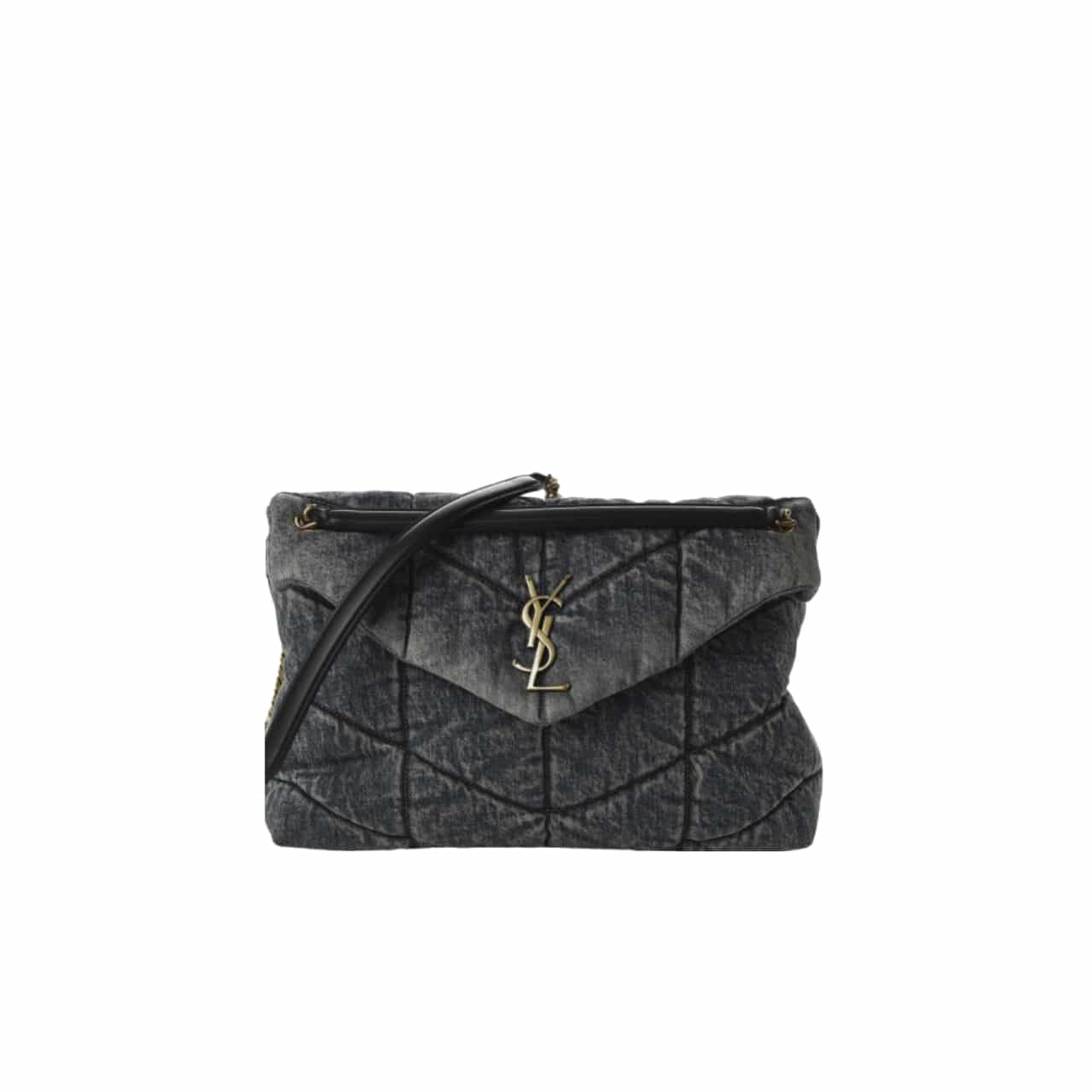 Saint Laurent Puffer Medium In Suede And Denim Black 30Cm
