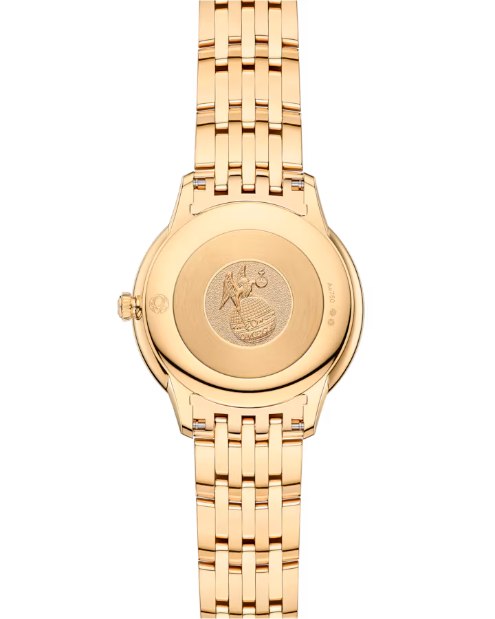 Omega De Ville Prestige 30mm Yellow Dial with Diamonds 18k Yellow Gold Bracelet 434.55.30.60.58.001