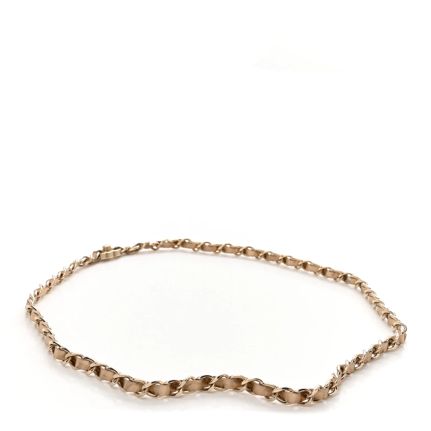 Metallic Lambskin CC Turnlock Chain Belt Gold