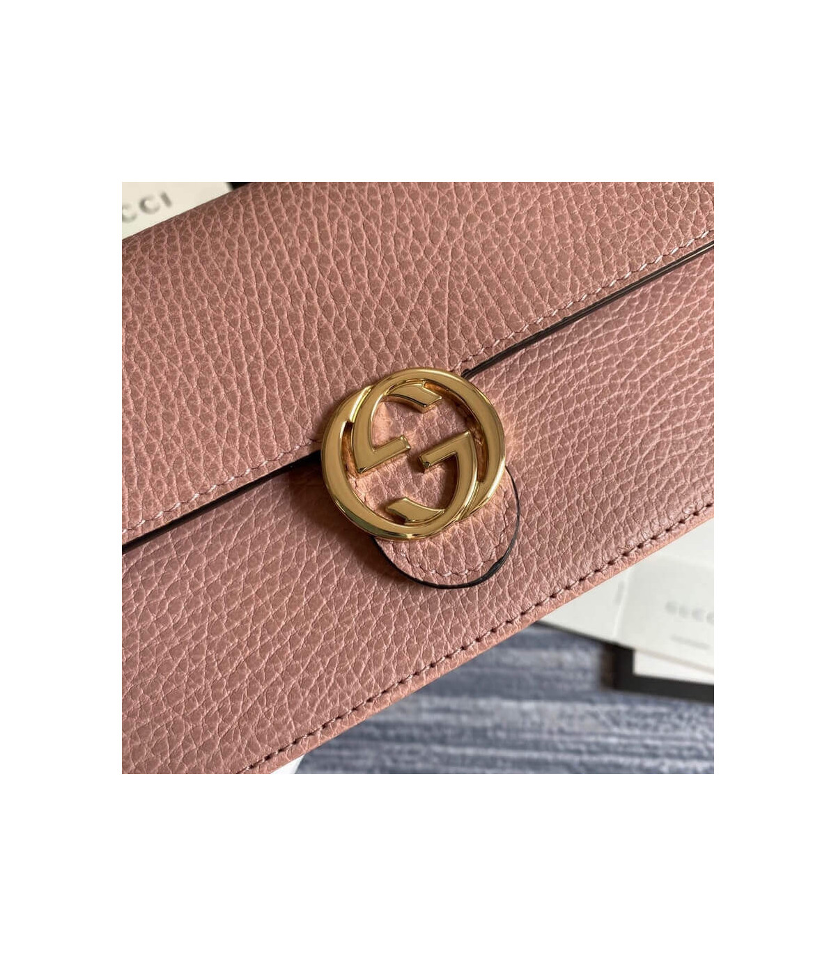 Gucci GG Interlocking Wallet On Chain Pink