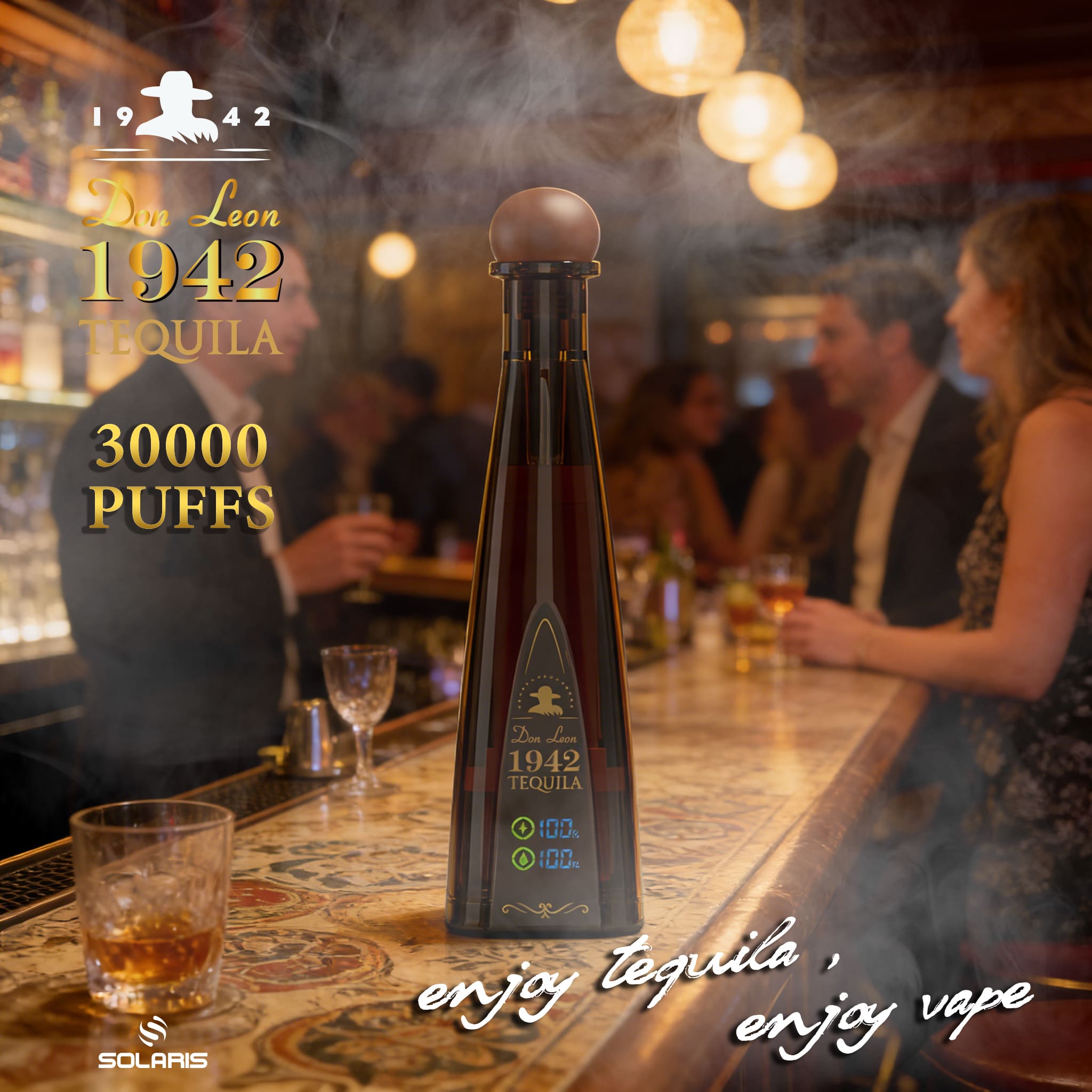 Solaris Tequila Don Leon 1942 30000 30K Puff Rechargeable Disposable Vape EU Warehouse
