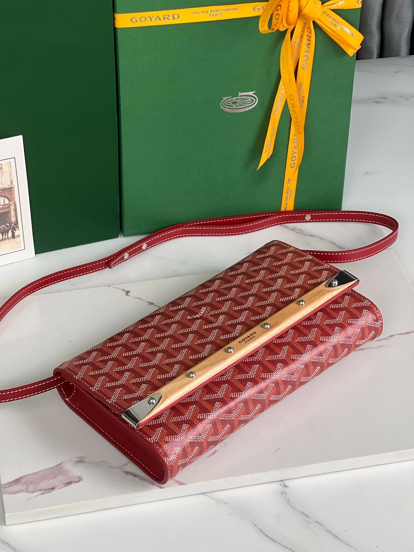 Goyard Monte-Carlo Pm Clutch 25 Cm Classic Red Goyardine Canvas